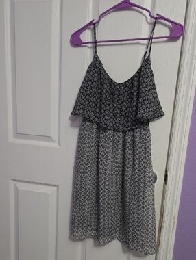 Xhilaration Black and White Printed Sundress